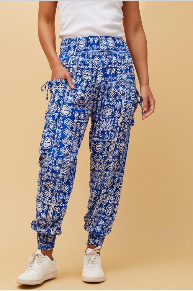 Caroline Morgan - Harem Pants in Coastal Blue Pattern – Meraki Fashion ...
